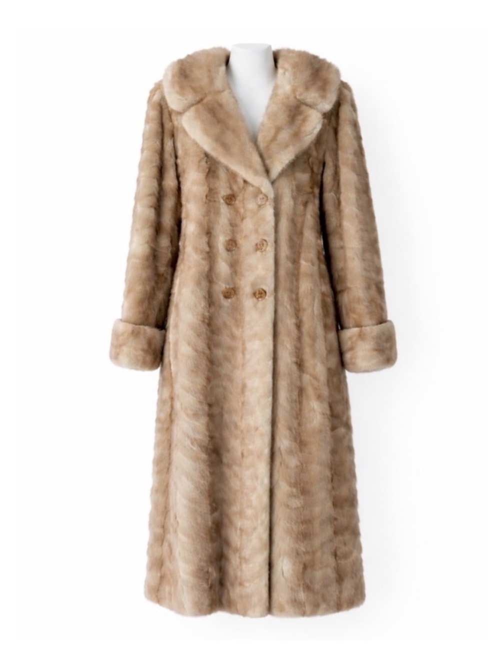Size M Fur Town Women’s Vintage Mink Fur Coat Belted Shawl Collar